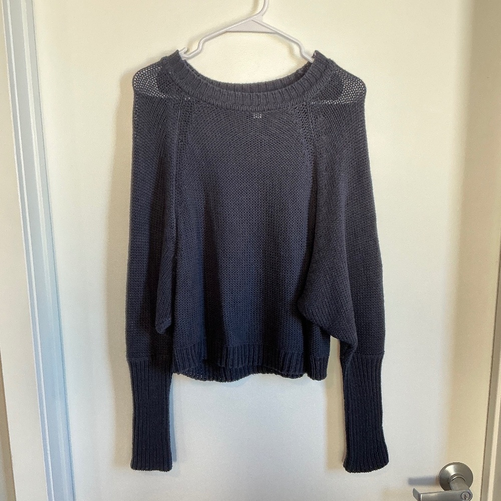 Navy Knit Wide Neck Dolman Sweater